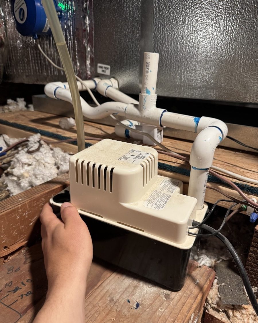 Condensate pump and PVC drain